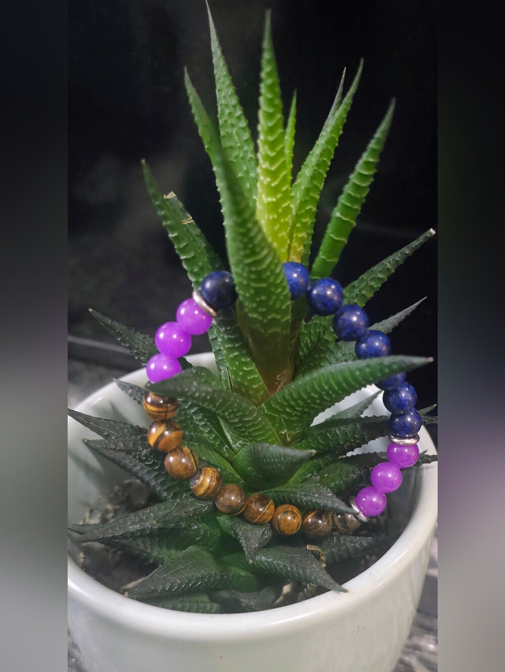 🥳4/$20 Brown Tiger's Eye, Purple Amethyst, and Blue Lapis Lazuli Bracelet